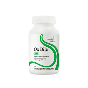 A Supplement container with the name Ox Bile by Seeking Health.