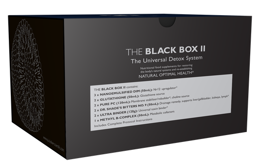 A supplement container of Black Box® II (Protocol) - Universal Detox Kit by Quicksilver