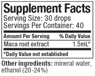 Supplement facts for Maca