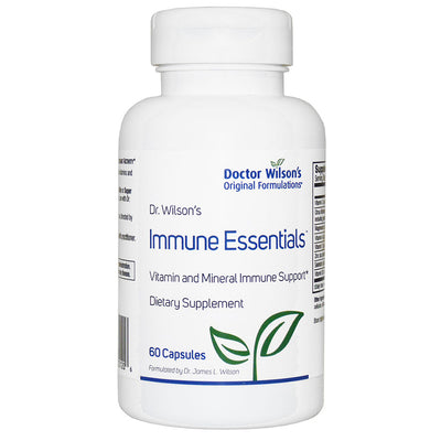A supplement container of Immune Essentials by Doctor Wilsons