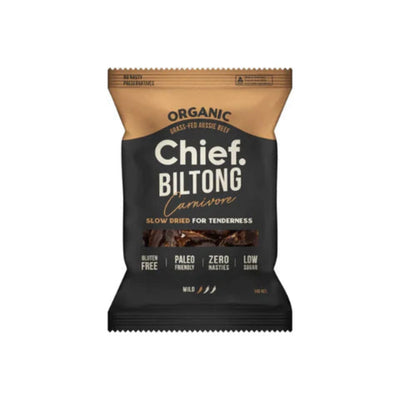 A Supplement packet of Chief Biltong  Carnivore (30g) by Chief Nutrition.
