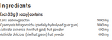 Supplement facts for Microbiome Prebiotic listing ingredients including Larch Arabinogalactan
