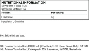 Ingredients including l-Glutamine.