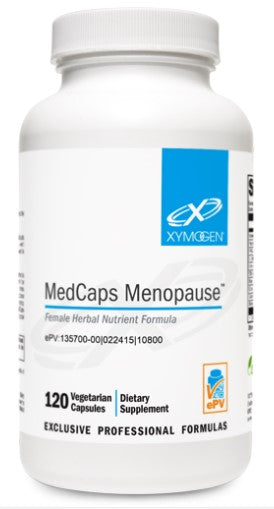A supplement container of MedCaps Menopause by Xymogen