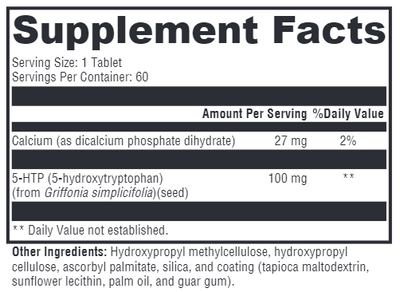 Supplement facts for 5-HTP CR