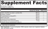 Supplement facts for NeuroActives BrainSustain