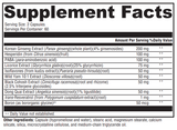 Supplement facts for MedCaps Menopause listing ingredients including Angelica sinensis, Black Cohosh extract, Boron, Cimicifuga Racemosa, Citrus sinensis