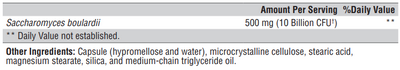 Supplement facts for Saccharomycin DF