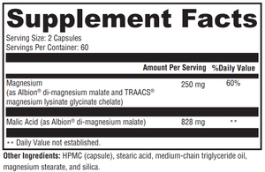 Supplement facts for OptiMag 125