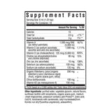 An image of the ingredients including VItamin A, Vitamin C, Retinyl palmitate, Sodium ascorbate, ascorbic acid, zinc ascorbate, Vitamin D, Cholecalciferol, Choline, Phosphatidylcholine, Choline bitartrate, Zinc, Zinc ascorbate, Selenium, Selenocysteine, Sodium ascorbate, Organic Elderberry juice, Sambucus nigra, Fruit, Organic acacia gym, Citrus bioflavonoids, Vitamin k2, Menaquinone 4.