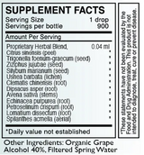 Supplement facts for NT-Detox listing ingredients including Avena Sativa, Citrus Aurantium, Echinacea purpurea, Fenugreek (Trigonella foenum-graecum), Milk thistle (Silybum marianum)