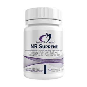 A supplement container of NR Supreme by Designs for Health