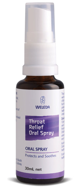 A supplement container of Throat Relief Oral Spray by Weleda