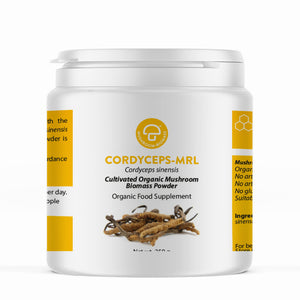 A supplement container of Cordyceps-MRL ™ 90T by Mycology Research Laboratories