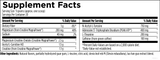 Text listing the ingredients including, Mangnesium Creatine Chelate, MagnaPower, Acetyl L-Carnitine HCl, Creatine, N-Acetyl-L-Tyrosine, Adenosine 5 Triphosphate Disodium, Peak ATP, L theanine, Caffeine, natural flavours , partially hydrolyzed guar gum, L-leucine, citric acid, stevia leaf reb M (stevia rebaudiana), luo han guo extract blend 