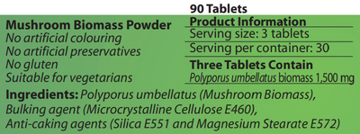 Supplement facts for Polyporus-MRL ™ 90T