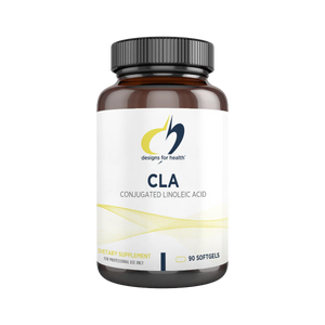 A Supplement container with the name CLA by Designs for Health.