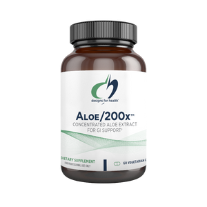 A supplement container of Aloe 200x by Designs for Health - USA