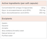 Supplement facts for OmegAvail 1250