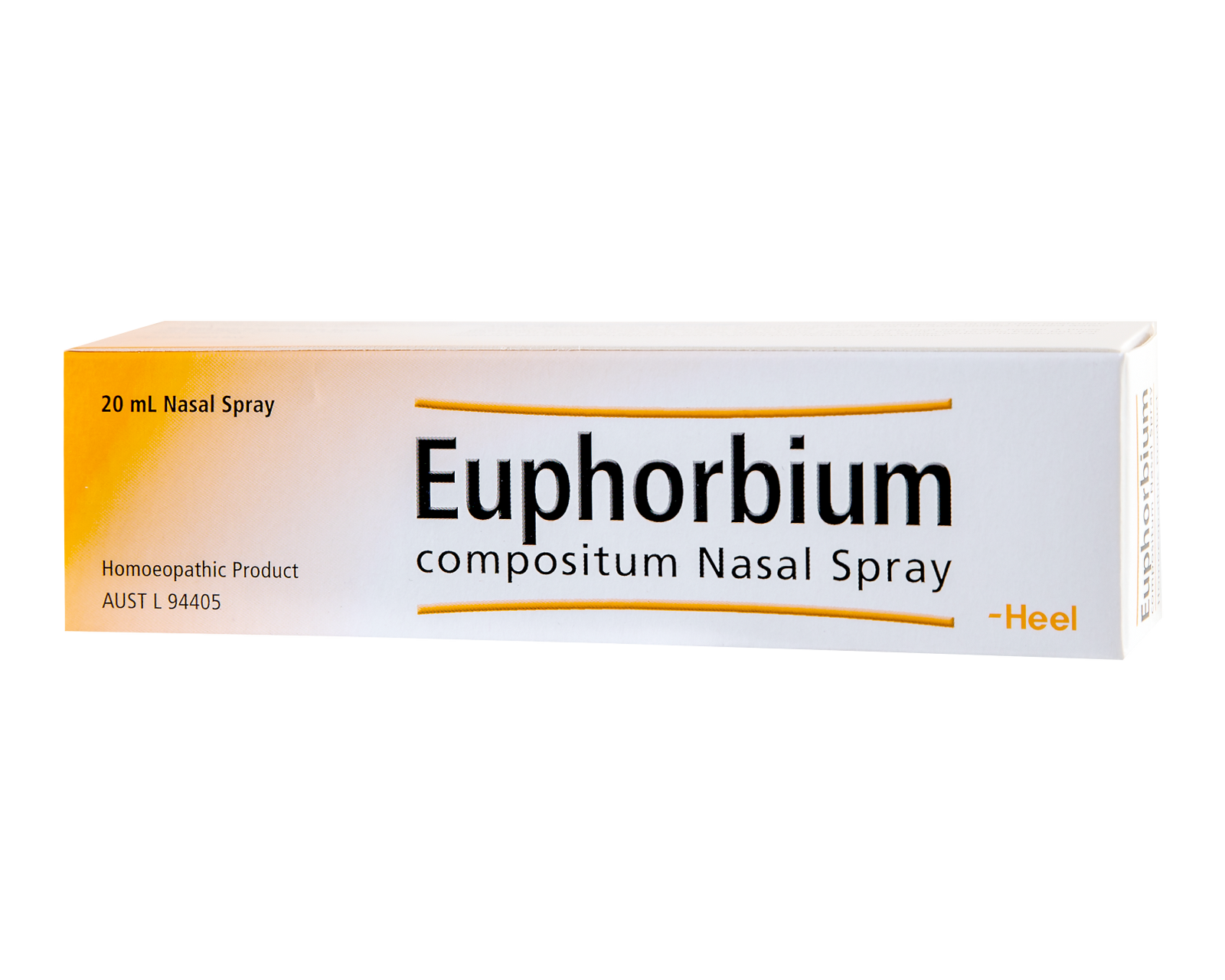 A supplement container of Euphorbium Comp Nasal Spray 20mL by Heel