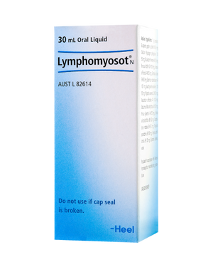 A supplement container of Lymphomyosot L Drops 30mL by Heel