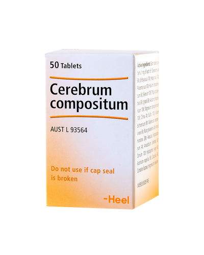 A supplement container of Cerebrum Compostium Tablets 50 by Heel