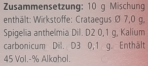 Supplement facts for Cralonin Drops 30mL listing ingredients including Crataegus monogyna