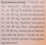 Supplement facts for Lithiumeel Tablets 50 listing ingredients including Lithium, Nux vomica, Poison Ivy (Rhus Toxicodendron)
