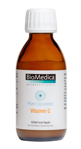 A supplement container of Pure Liposome Vitamin C 125ml by Bio-Medica