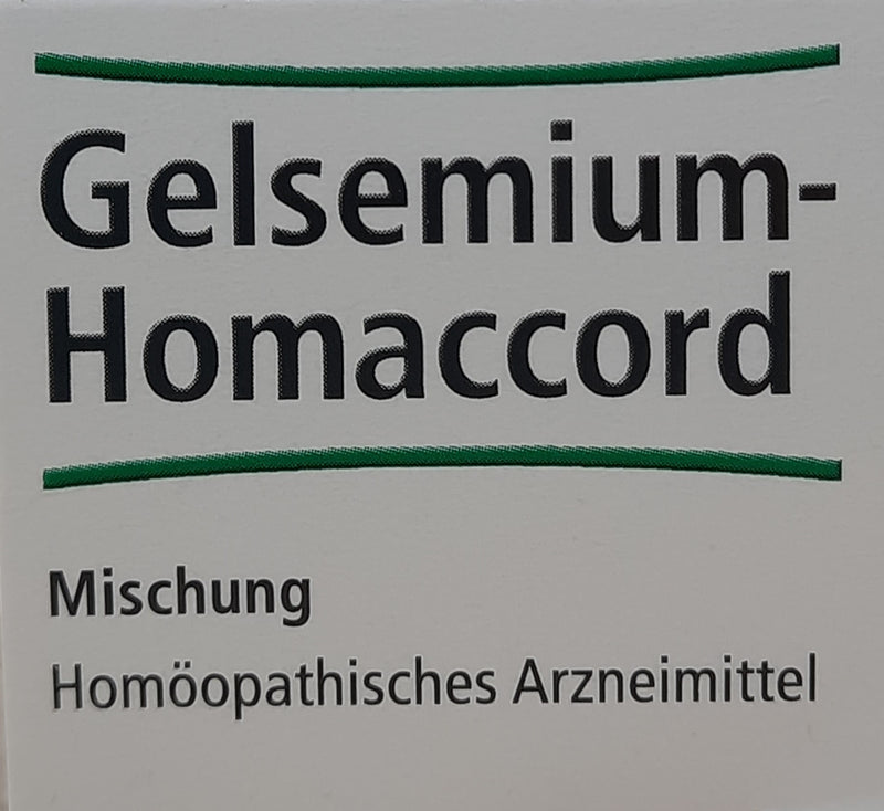 A supplement container of Gelsemium Homaccord Drops 30mL by Heel
