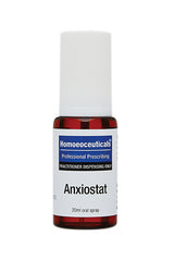 A supplement container of Anxiostat Spray 20ml by BioMedica Homoeoceuticals