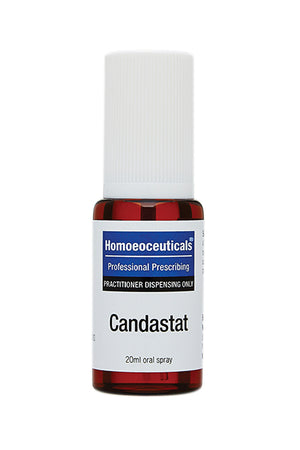 A supplement container of Candastat Spray 20ml by BioMedica Homoeoceuticals