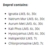 Supplement facts for Deprel Spray 20ml