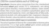 Supplement facts for Avemar Tablets listing ingredients including Wheat germ