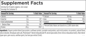 Supplement facts for Phytotein™ Vanilla listing ingredients including Acacia, Guar Gum, Luo han guo extract, Monk Fruit Extract, Monk fruit (Siraitia grosvenorii)