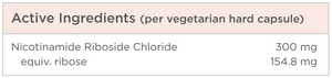 Supplement facts for NR Supreme listing ingredients including Ribose, Vitamin B3 Nicotinamide Riboside Chloride (NRCl)
