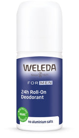 A supplement container of Men's 24hr Roll-On Deodorant by Weleda