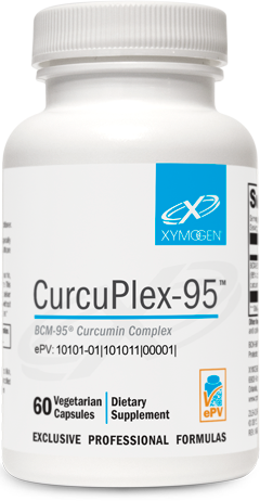 A supplement container of CurcuPlex-95™ 60 Capsules by Xymogen