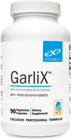 A supplement container of GarliX™ 90 Capsules by Xymogen