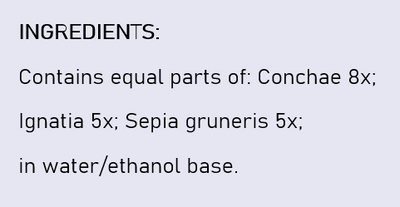 Supplement facts for Sepia Comp. - 100ml listing ingredients including Gnatia Amara, Sepia (Sepia officinalis)