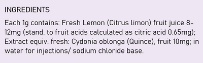 Supplement facts for Gencydo Hayfever Nasal Spray listing ingredients including Citric Acid, Lemon Extract