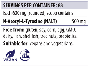 Supplement facts for N-Acetyl L-Tyrosine (NALT)