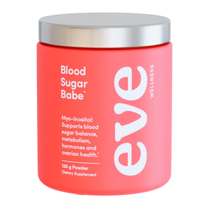 A supplement container of Blood Sugar Babe by Eve