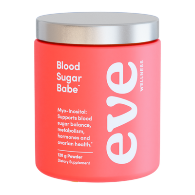 A supplement container of Blood Sugar Babe by Eve