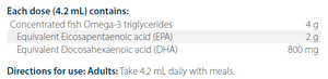 Text listing the ingredients including EPA, DHA, Eicosapentaenoic acid, Docosahexaenoic acid, 