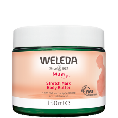 A supplement container of Stretch Mark Body Butter by Weleda
