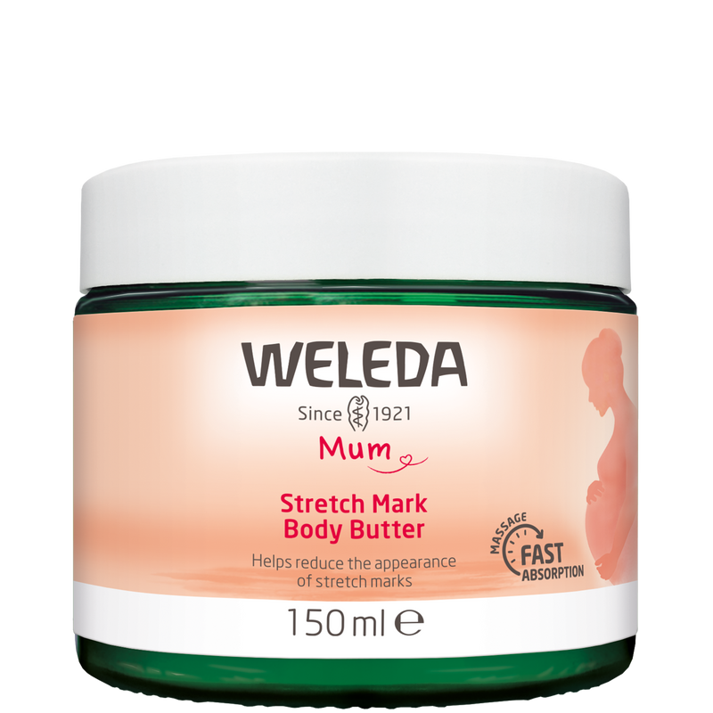 A supplement container of Stretch Mark Body Butter by Weleda