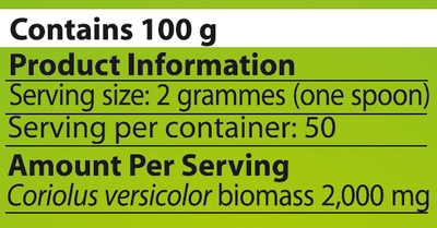 Supplement facts for Coriolus-MRL™