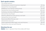 Ingredients including Cinnamomum cassia, Cinnamon, Wolfiporia cocos, Poria, Carthamus tinctorius, Safflower, Paeonia suffruticosa, Tree Peony, Paeonia lactiflora, Peony, Salvia miltiorrhiza, Red sage.