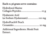 Supplement facts for Marine Collagen & Ceramides + Hyaluronic Acid